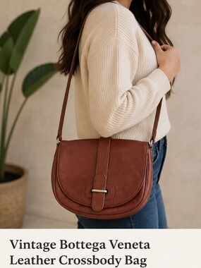 Bottega Veneta Brown Leather Crossbody Saddle Bag